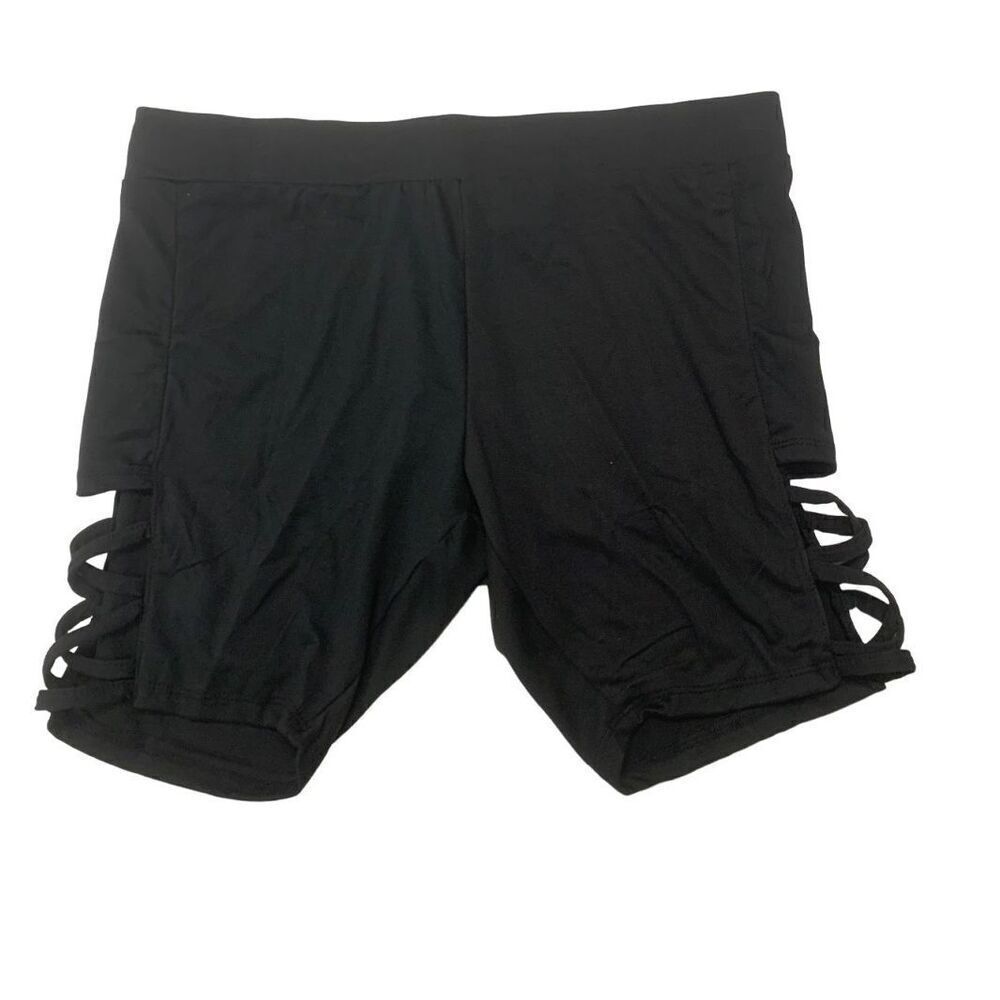 Cross Cut Out Detail Plus Size Biker Shorts